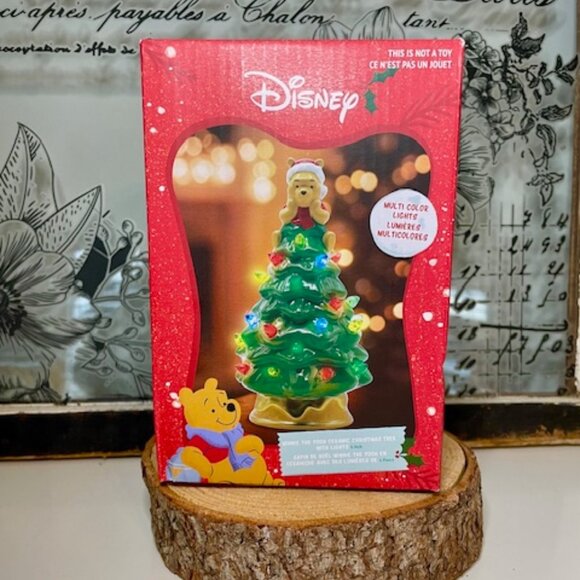NEW IN BOX Disney Winnie the Pooh 6" Ceramic Christmas Tree - Multicolor Lights - Picture 2 of 4